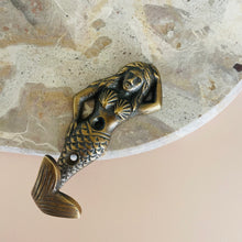 Load image into Gallery viewer, Small Mermaid Hook - Antique - Coral and Brass
