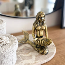 Load image into Gallery viewer, Brass mermaid holding shell - Coral and Brass
