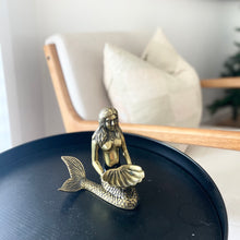 Load image into Gallery viewer, Brass mermaid holding shell - Coral and Brass
