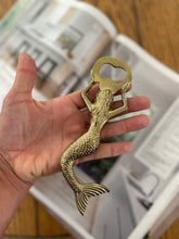 Load image into Gallery viewer, Brass Mermaid Bottle Opener Handmade Gift - Coral and Brass
