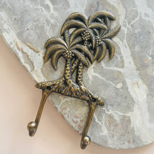 Load image into Gallery viewer, Large Coconut 3 Palm Hook - Antique - Coral and Brass
