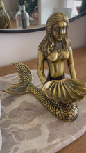 Load and play video in Gallery viewer, Brass mermaid holding shell
